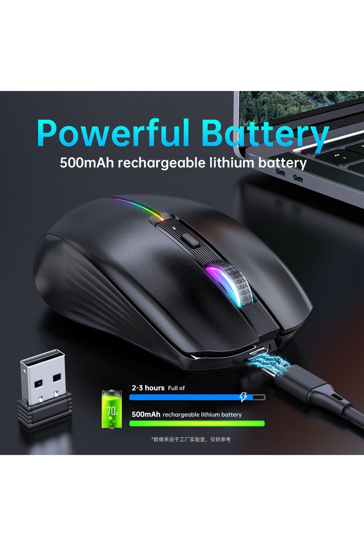 Choice-Type-c Rechargeable Wireless mouse Bluetooth Mouse RGB USB Ergonomic Gaming Mouse Silent Mouse fo... 3