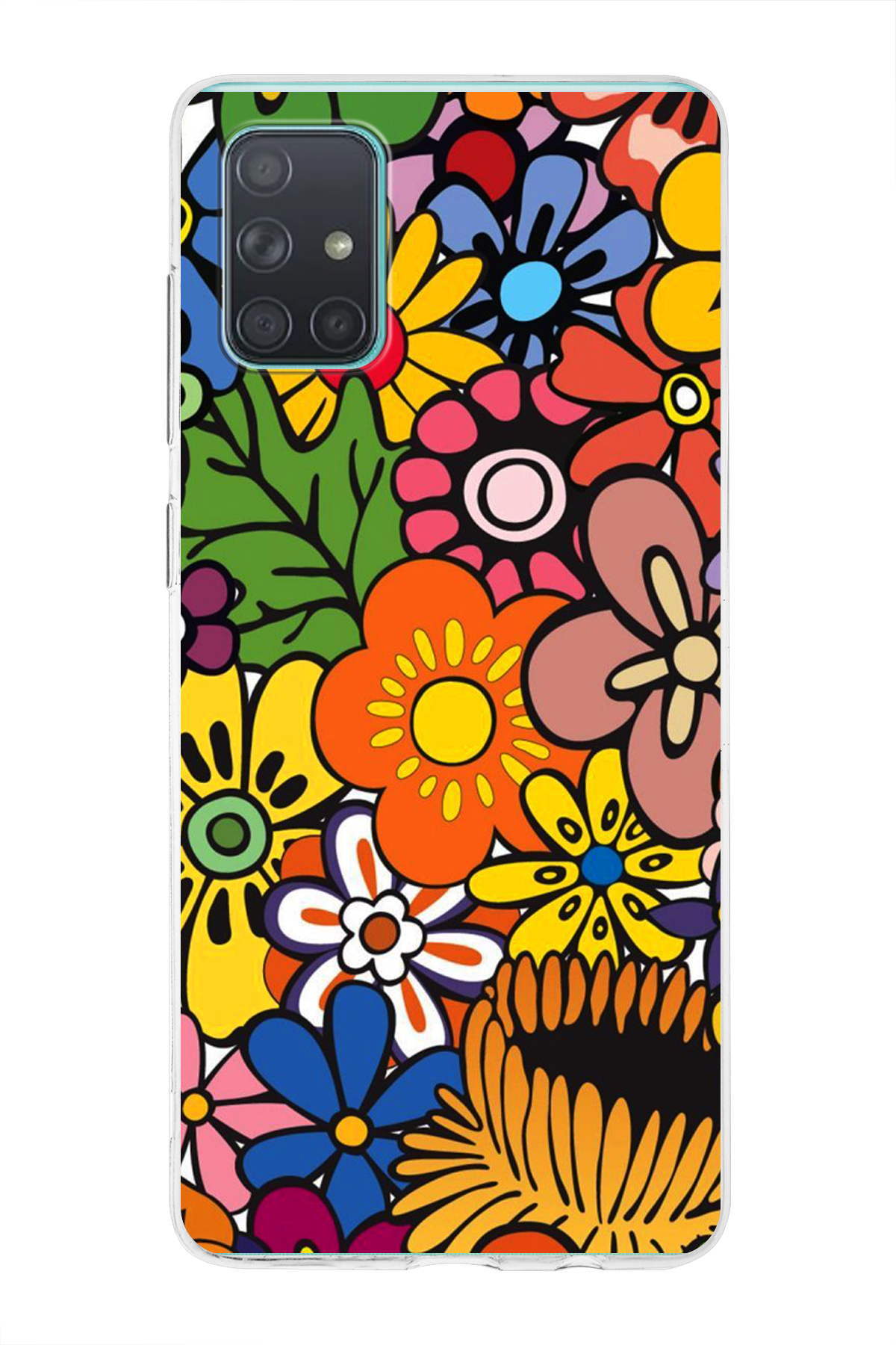 Samsung Galaxy A71 ile Uyumlu 1mm Slim Fit Retro Colors 2 Baskılı Şeffaf Kılıf