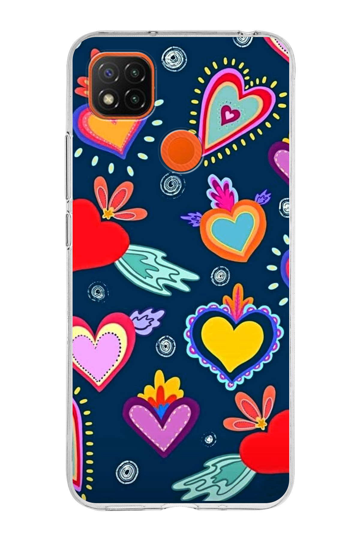 Xiaomi Redmi 10A ile Uyumlu 1mm Slim Fit Retro Colors 3 Baskılı Şeffaf Kılıf