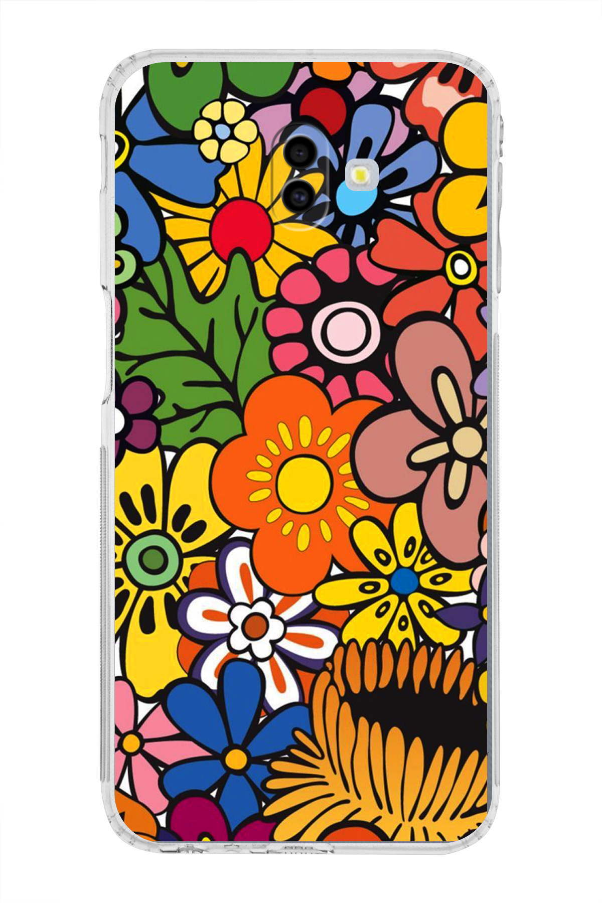 Samsung Galaxy J6 Plus 2018 ile Uyumlu 1mm Slim Fit Retro Colors 2 Baskılı Şeffaf Kılıf