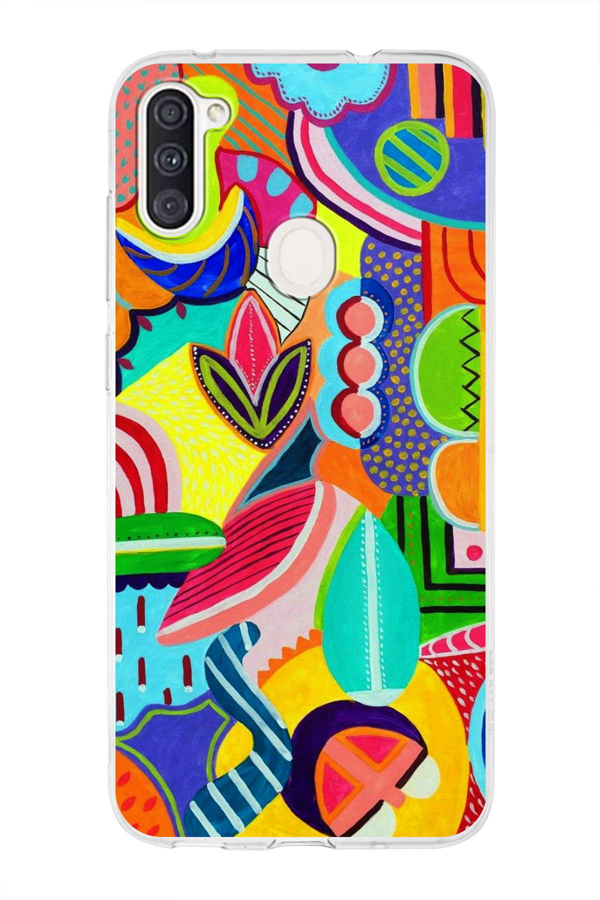 Samsung Galaxy A11 ile Uyumlu 1mm Slim Fit Retro Colors 6 Baskılı Şeffaf Kılıf