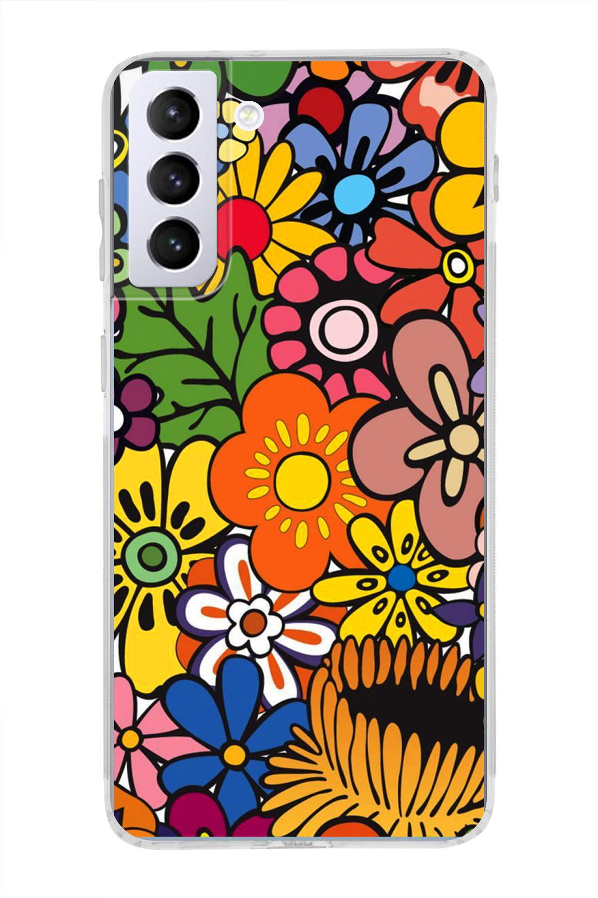 Samsung Galaxy S21 Plus ile Uyumlu 1mm Slim Fit Retro Colors 2 Baskılı Şeffaf Kılıf