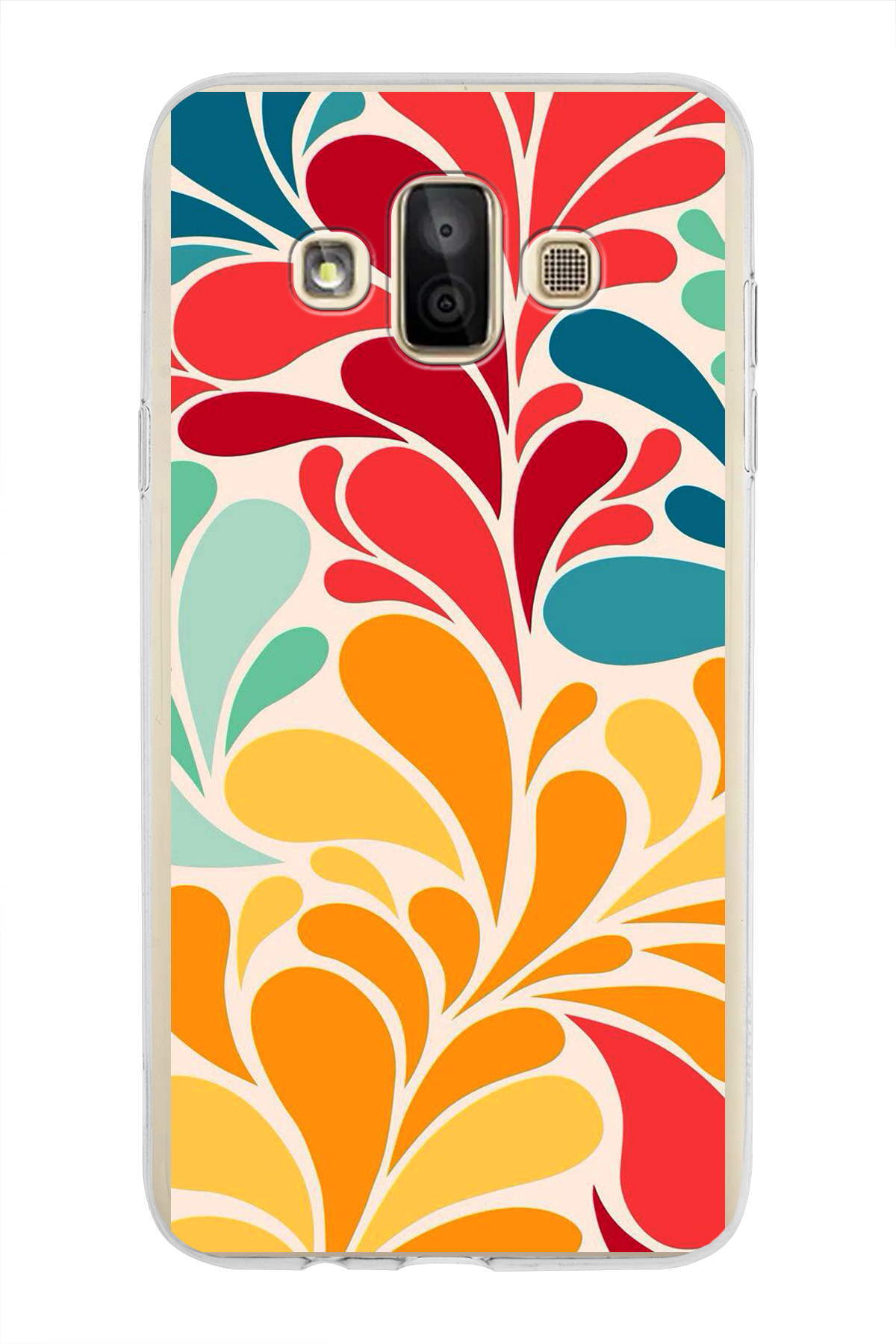 Samsung Galaxy J7 Duo ile Uyumlu 1mm Slim Fit Retro Colors 5 Baskılı Şeffaf Kılıf
