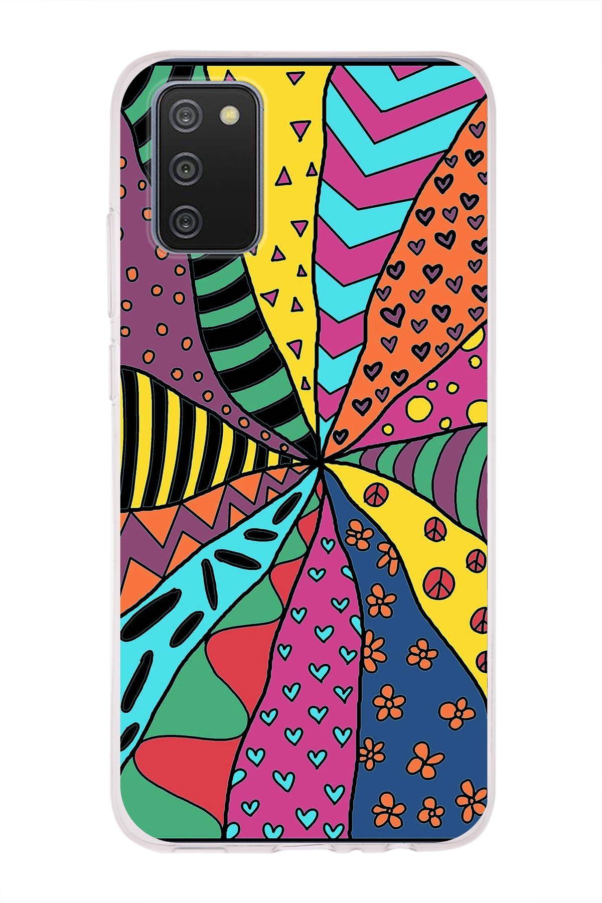 Samsung Galaxy A02s ile Uyumlu 1mm Slim Fit Retro Colors 4 Baskılı Şeffaf Kılıf