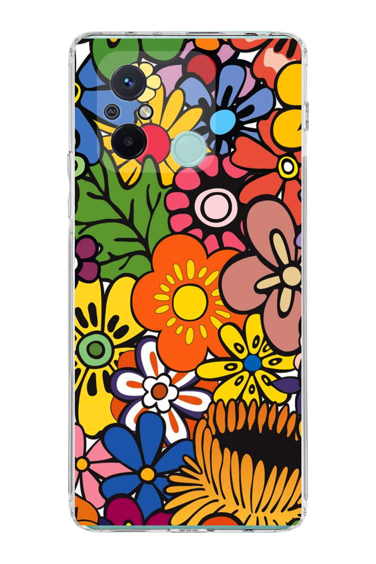 Xiaomi Redmi 12C ile Uyumlu 1mm Slim Fit Retro Colors 2 Baskılı Şeffaf Kılıf