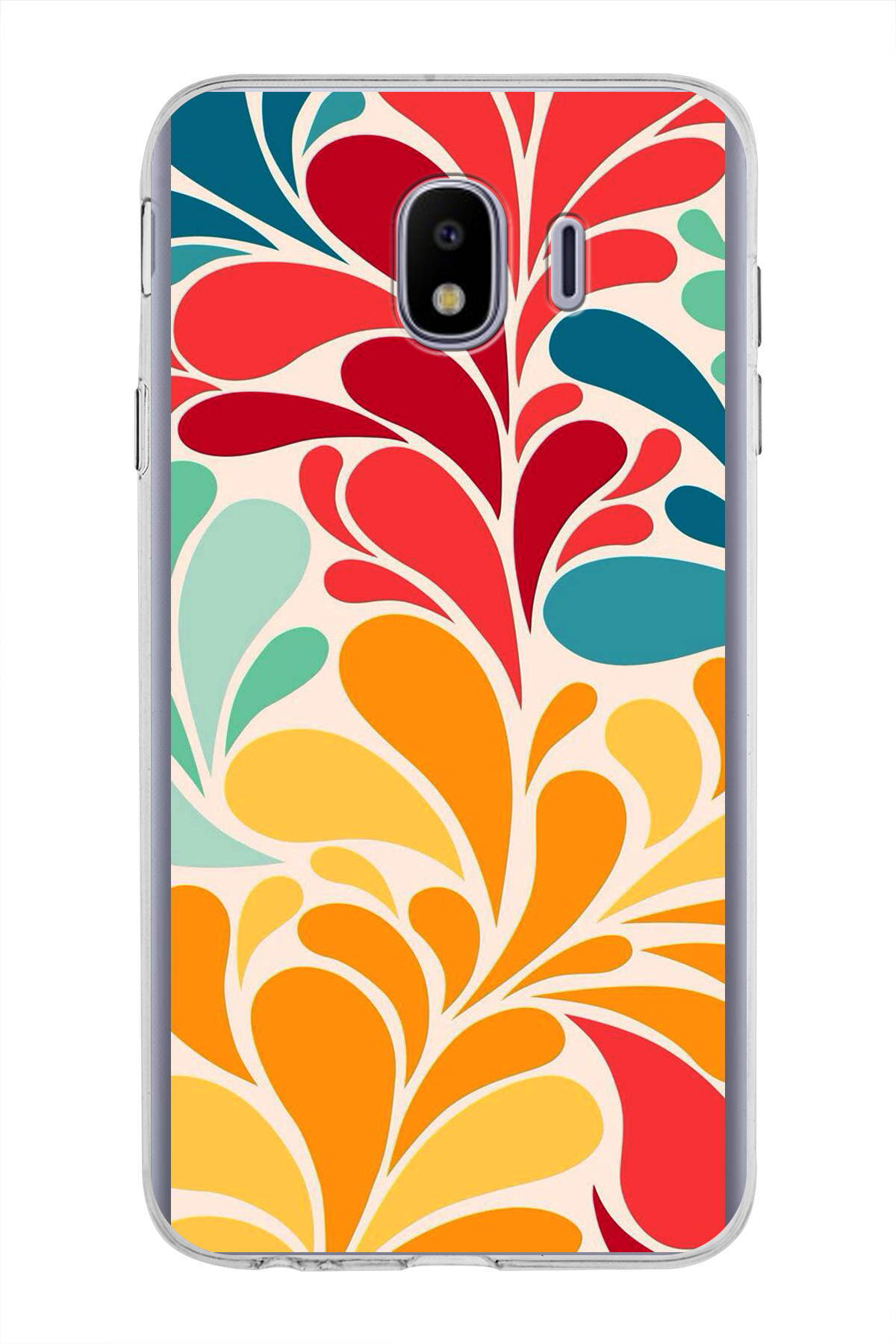 Samsung Galaxy J4 ile Uyumlu 1mm Slim Fit Retro Colors 5 Baskılı Şeffaf Kılıf