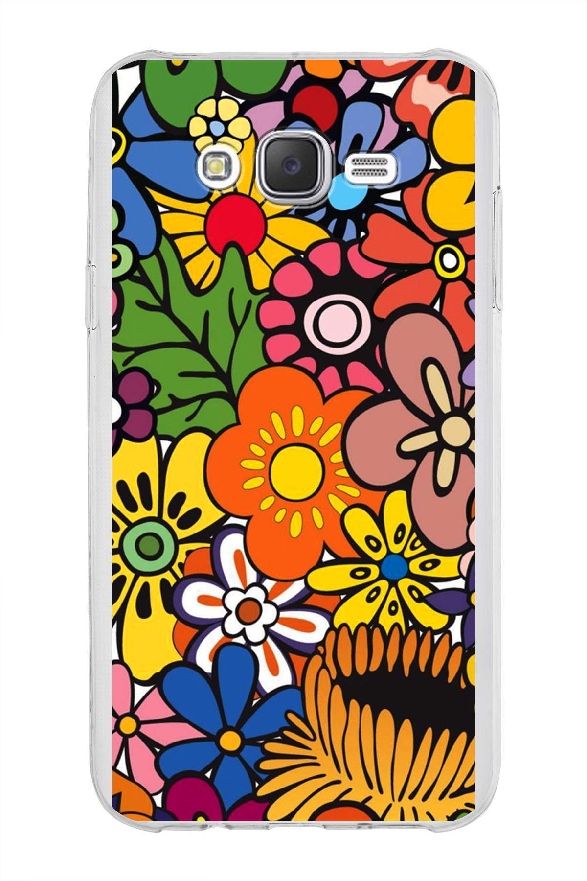 Samsung Galaxy J7 ile Uyumlu 1mm Slim Fit Retro Colors 2 Baskılı Şeffaf Kılıf