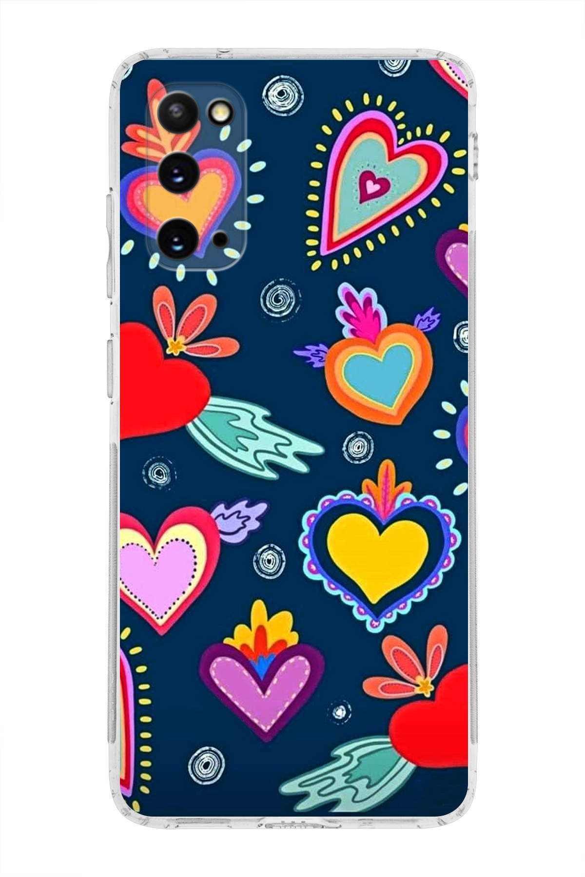 Samsung Galaxy S20 ile Uyumlu 1mm Slim Fit Retro Colors 3 Baskılı Şeffaf Kılıf