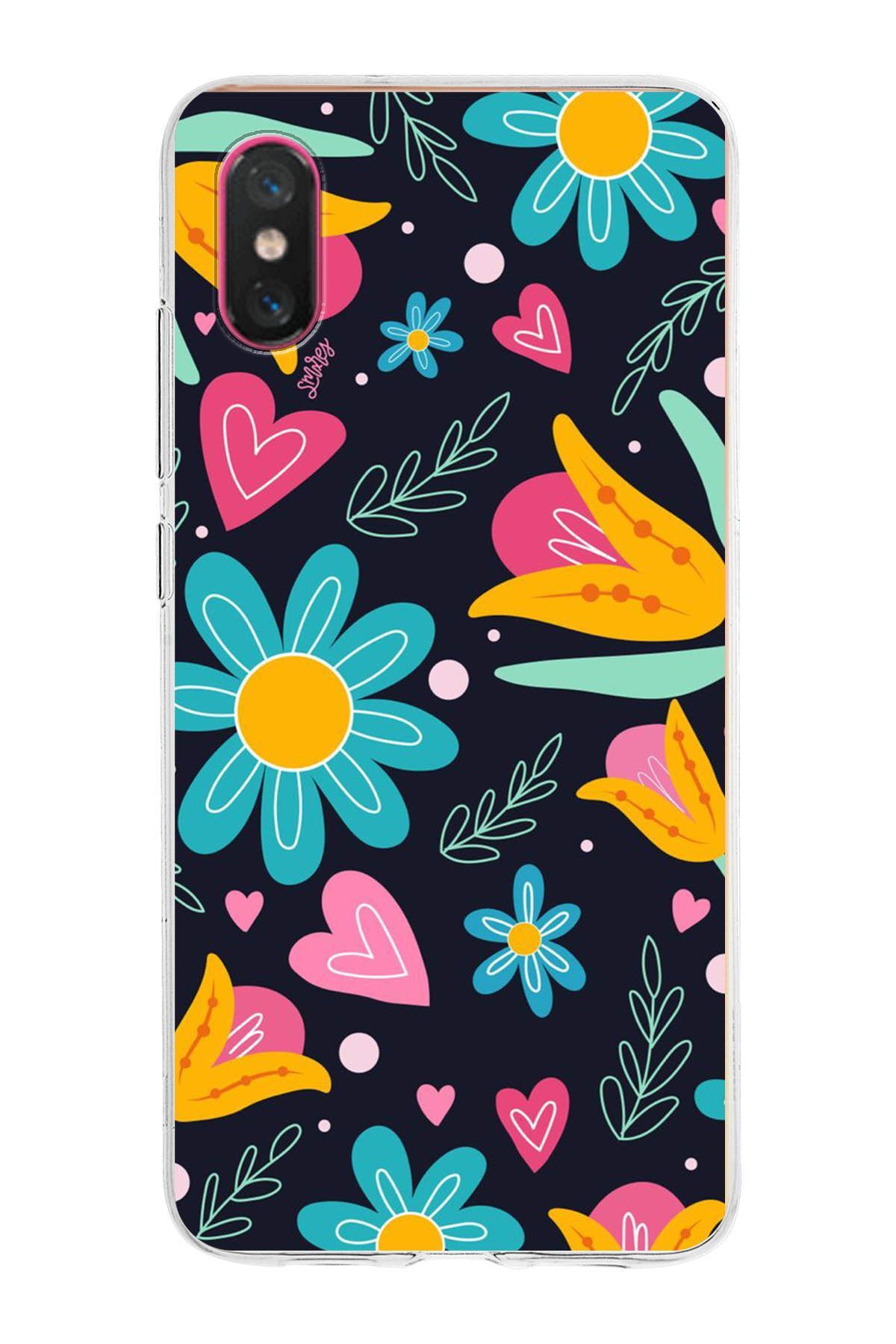 Xiaomi Mi 8 Pro ile Uyumlu 1mm Slim Fit Retro Colors 1 Baskılı Şeffaf Kılıf