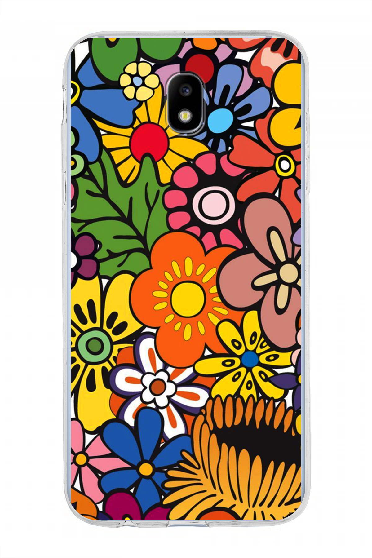 Samsung Galaxy J5 Pro ile Uyumlu 1mm Slim Fit Retro Colors 2 Baskılı Şeffaf Kılıf