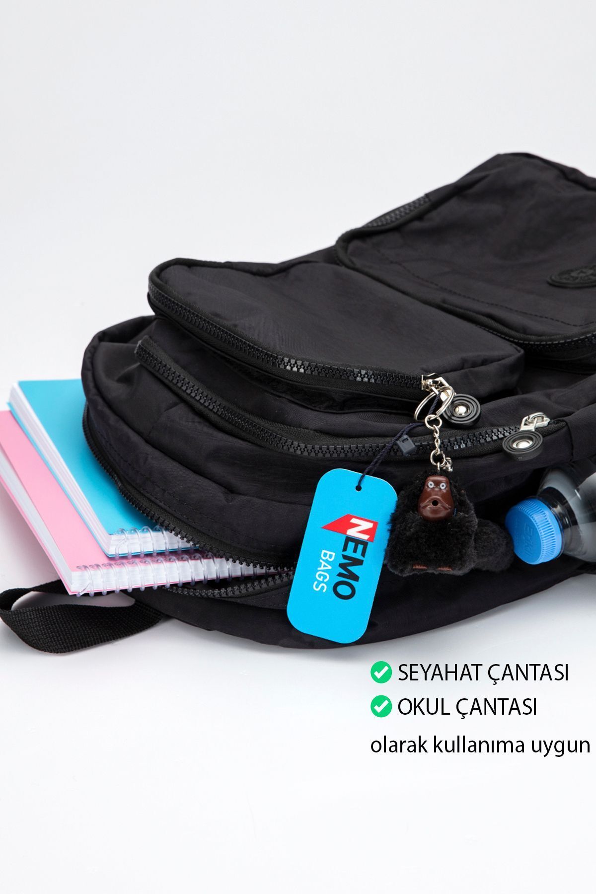 FCSTORE-Black Waterproof Unisex School and Travel Laptop Bag 5