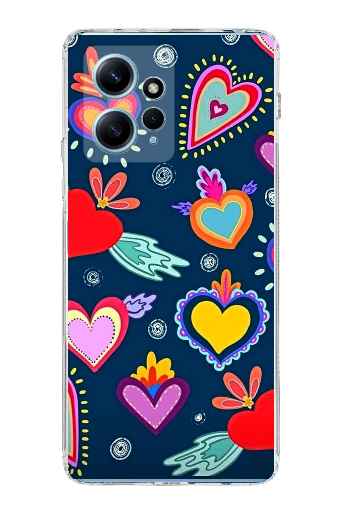 Xiaomi Redmi Note 12 4G ile Uyumlu 1mm Slim Fit Retro Colors 3 Baskılı Şeffaf Kılıf