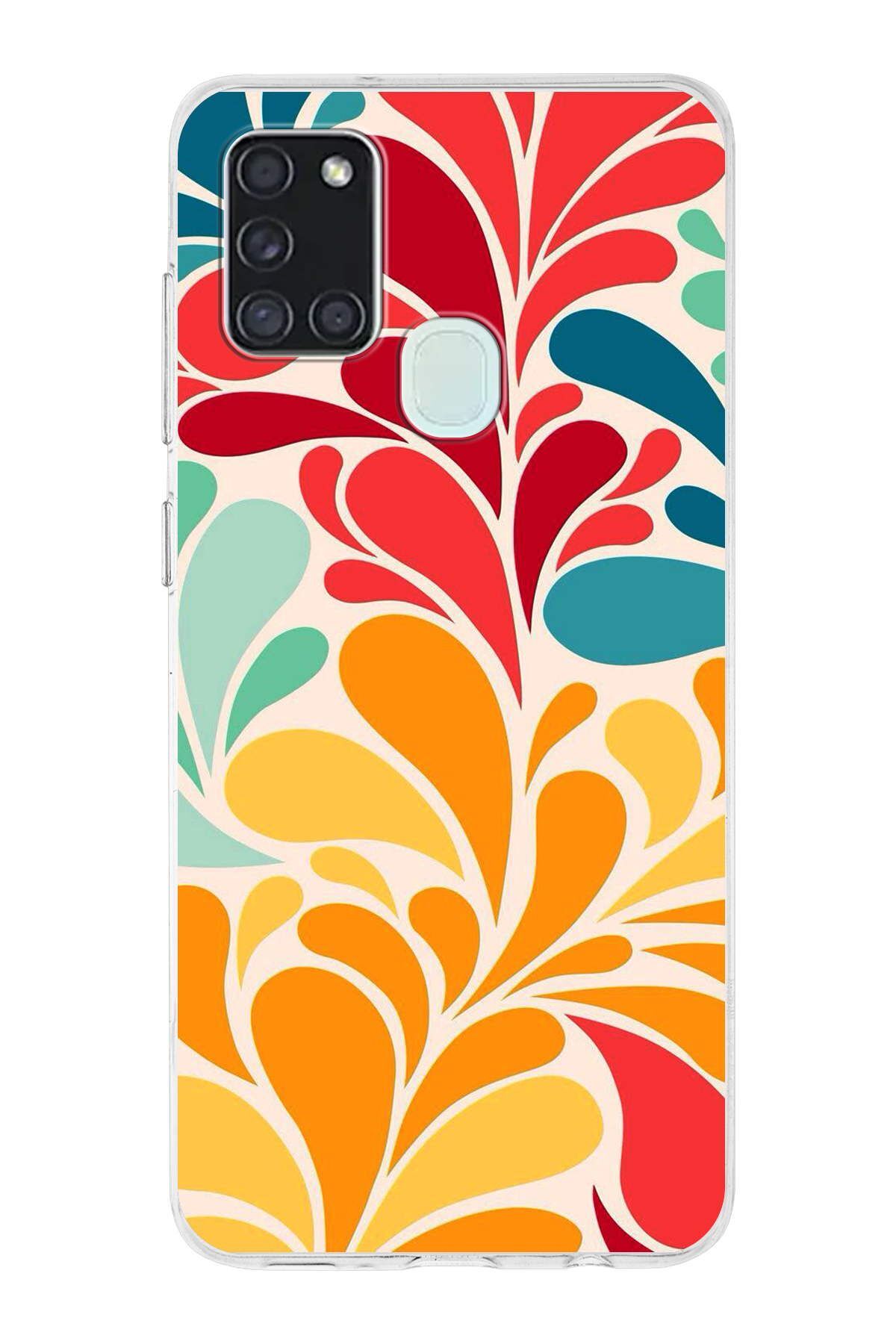 Samsung Galaxy A21s ile Uyumlu 1mm Slim Fit Retro Colors 5 Baskılı Şeffaf Kılıf