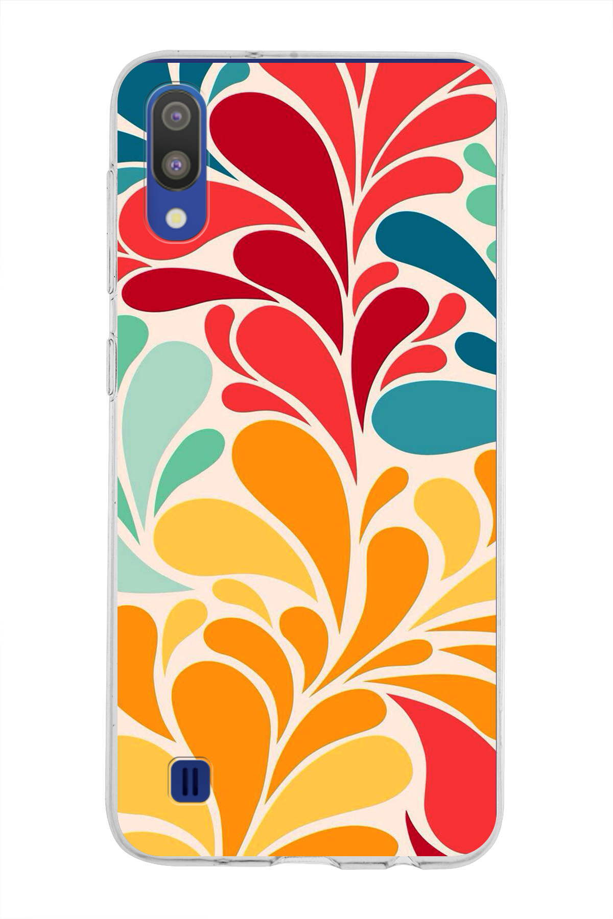 Samsung Galaxy M10 ile Uyumlu 1mm Slim Fit Retro Colors 5 Baskılı Şeffaf Kılıf