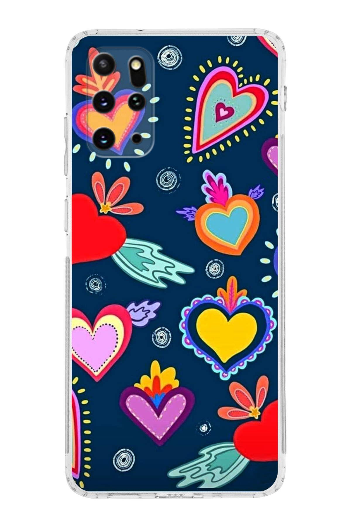 Samsung Galaxy S20 Plus ile Uyumlu 1mm Slim Fit Retro Colors 3 Baskılı Şeffaf Kılıf