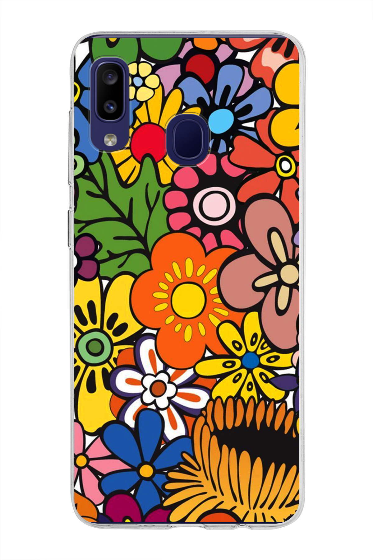 Samsung Galaxy M10s ile Uyumlu 1mm Slim Fit Retro Colors 2 Baskılı Şeffaf Kılıf