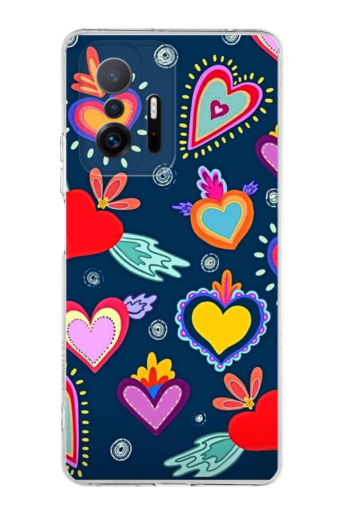 Xiaomi Mi 11T ile Uyumlu 1mm Slim Fit Retro Colors 3 Baskılı Şeffaf Kılıf