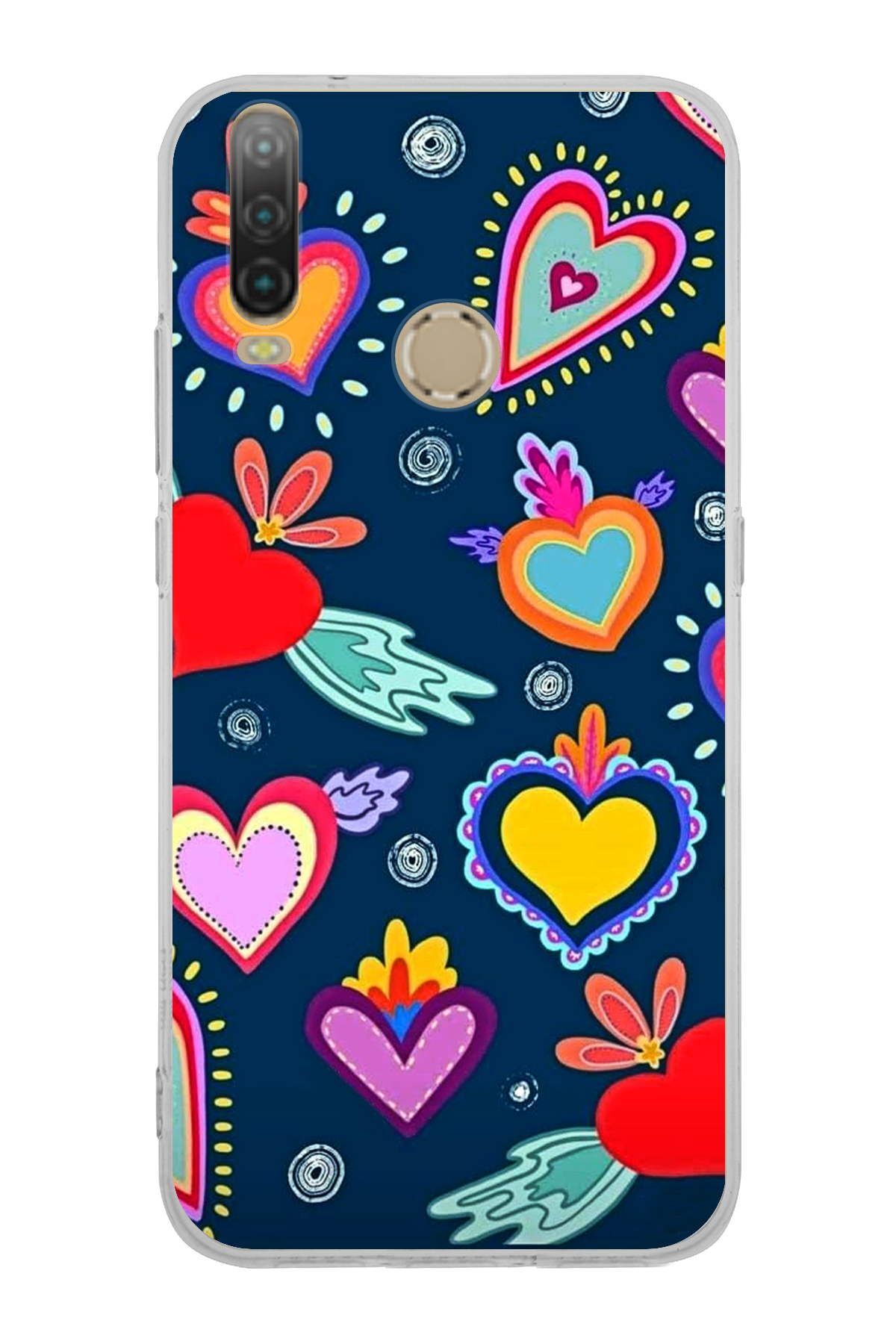 General Mobile GM 10 ile Uyumlu 1mm Slim Fit Retro Colors 3 Baskılı Şeffaf Kılıf