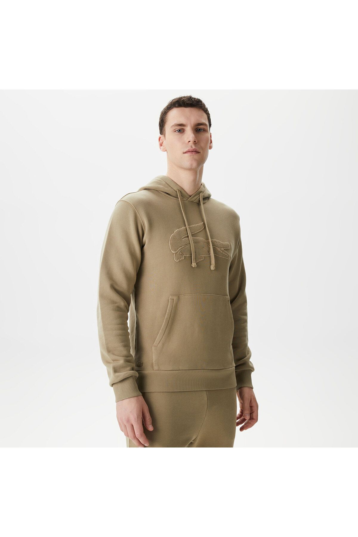 Lacoste Мужская бежевая толстовка свободного кроя с капюшоном SH0407