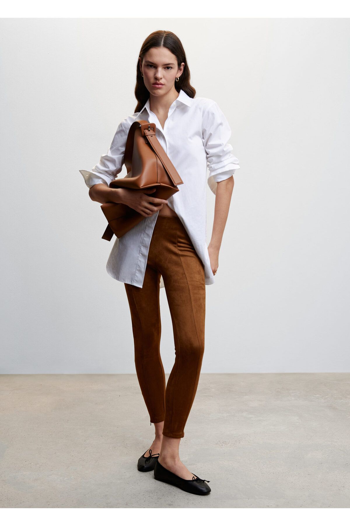 MANGO Woman-Čokoládové dámske legíny37097733 1
