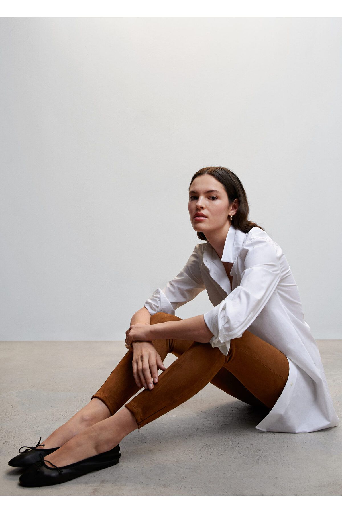 MANGO Woman-Čokoládové dámske legíny37097733 6