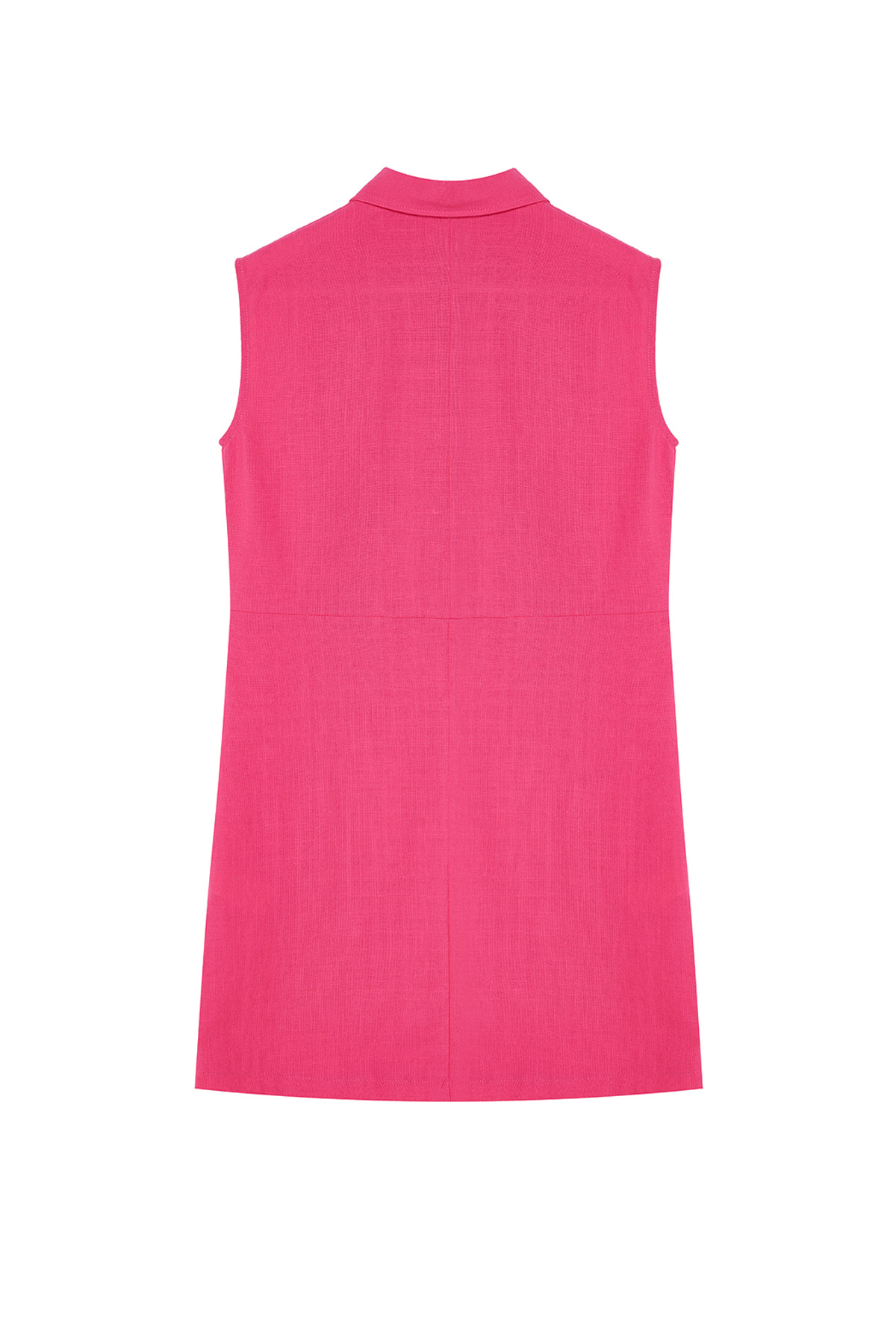 Trendyolmilla  Fuşya Düz Kesim Cepli Gömlek Yaka Keten Görünümlü Mini Dokuma Elbise TWOSS22EL1068 - Görsel 7