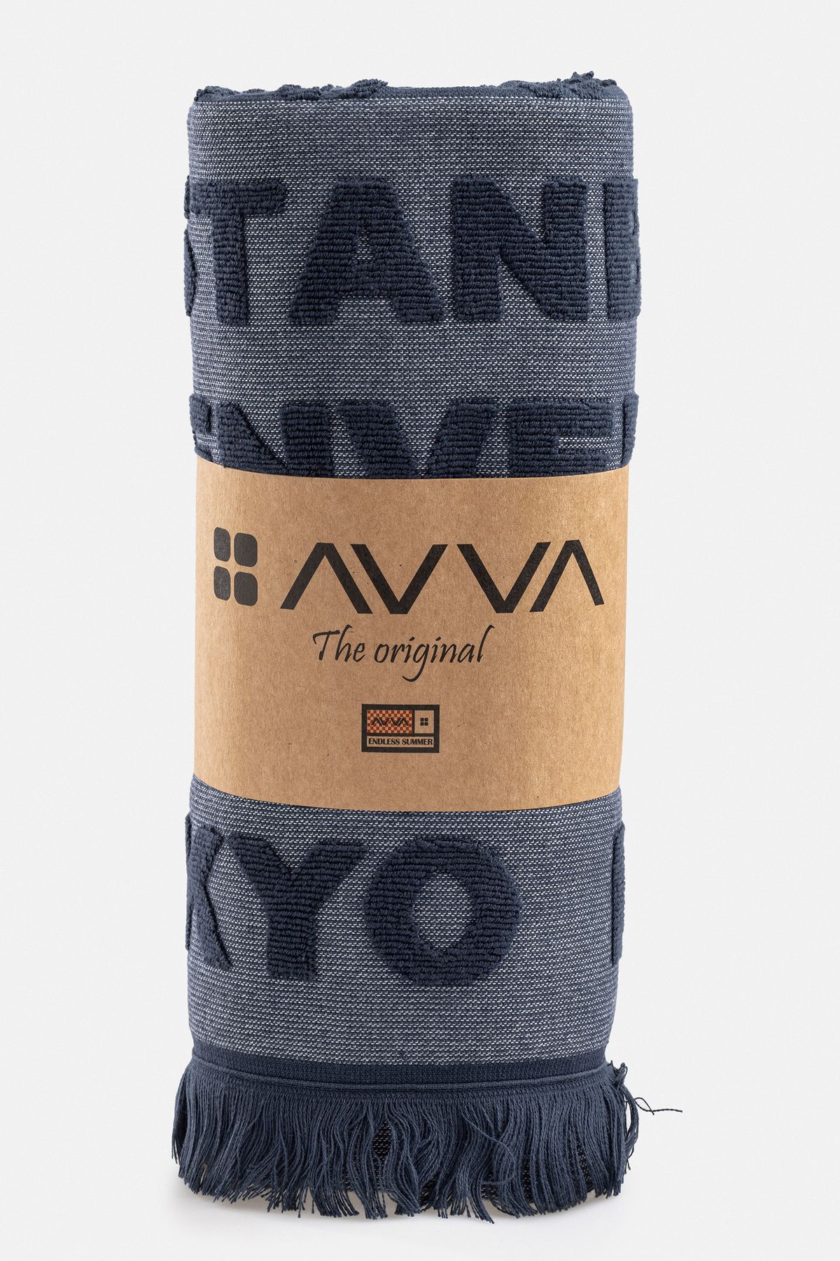 Avva Мужское темно-синее мягкое пляжное полотенце из 100% хлопка с высокой водопоглощающей надписью A41y8202 A41Y8202