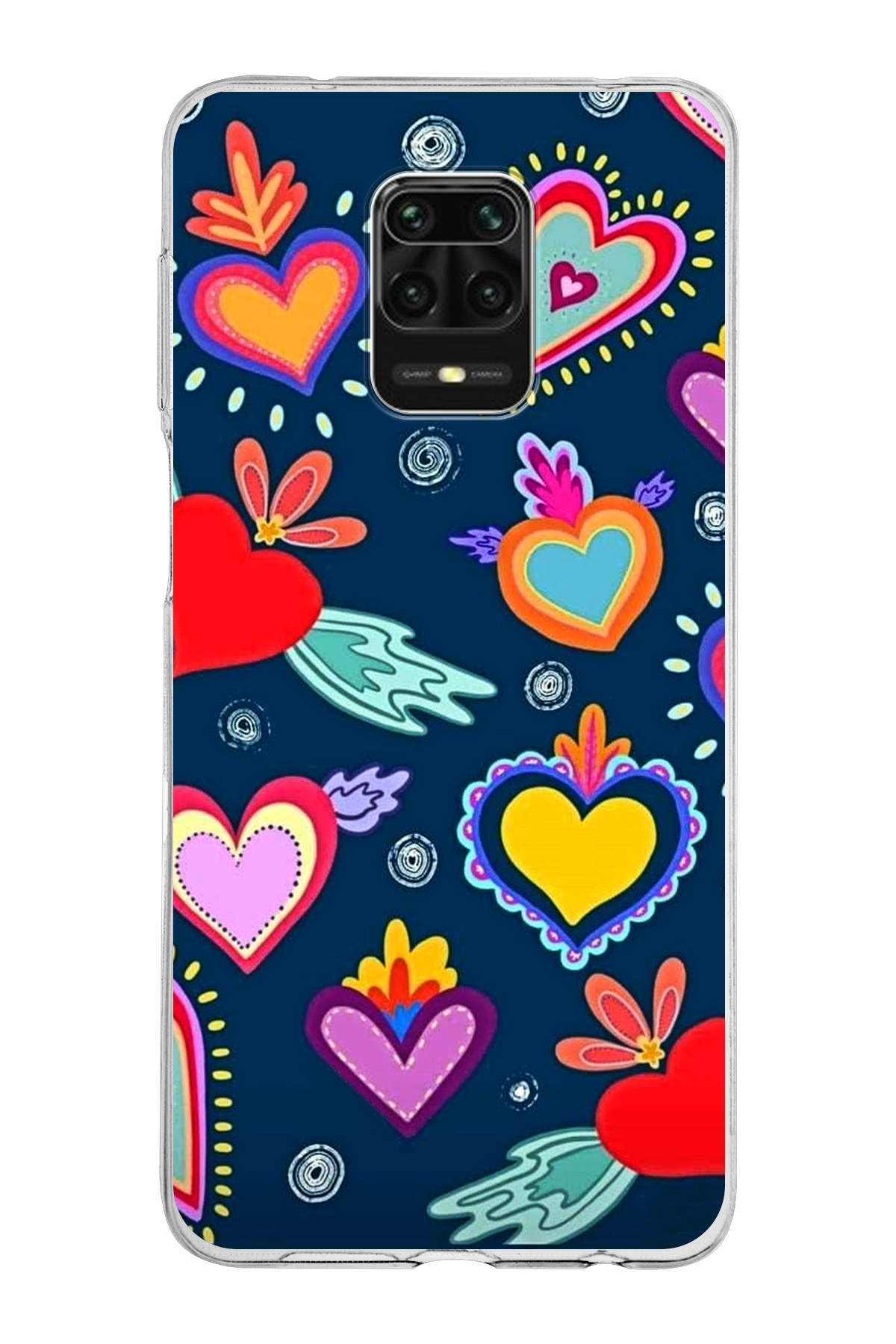 Xiaomi Redmi Note 9 Pro ile Uyumlu 1mm Slim Fit Retro Colors 3 Baskılı Şeffaf Kılıf
