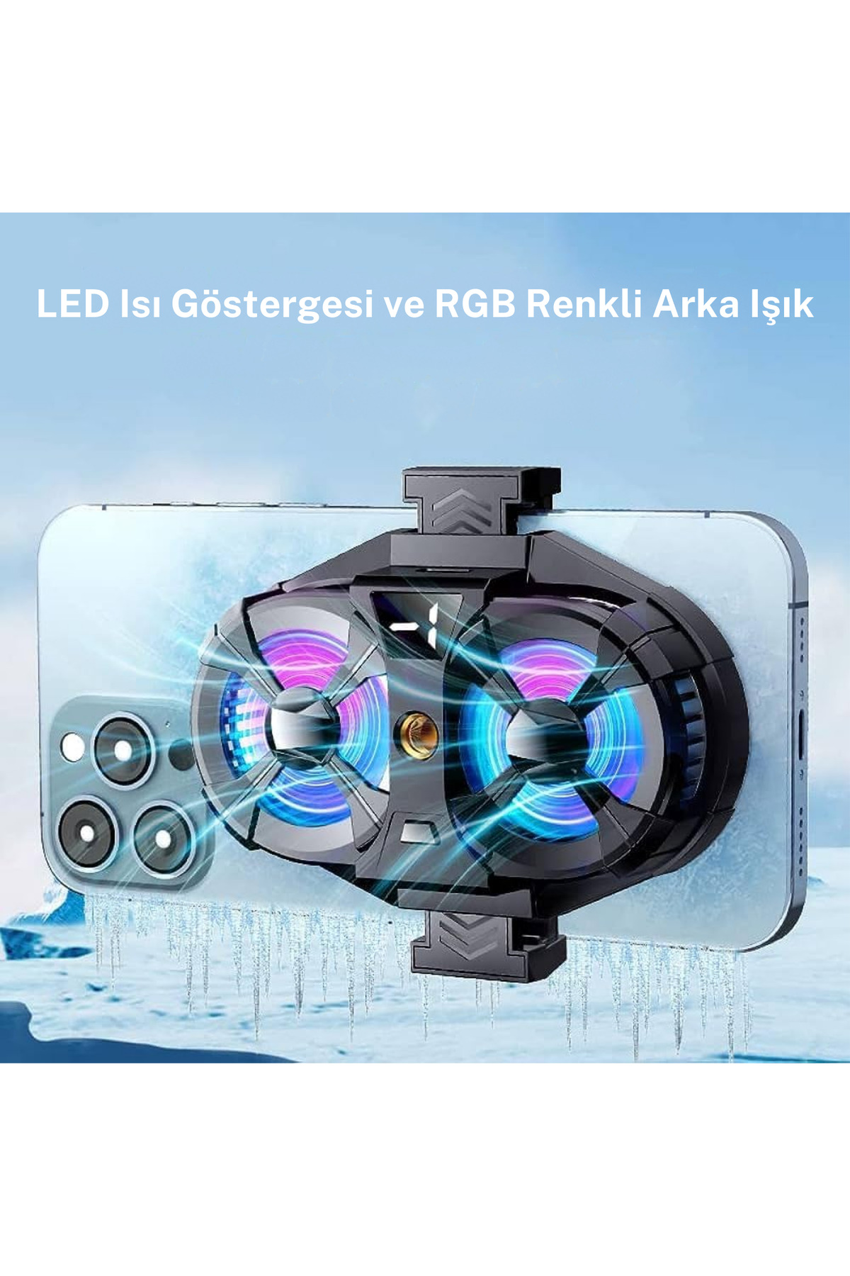 Telefon Soğutucu Çift Fanlı 3 Hız Kademeli RGB Işıklı Poco F6 Uyumlu 3
