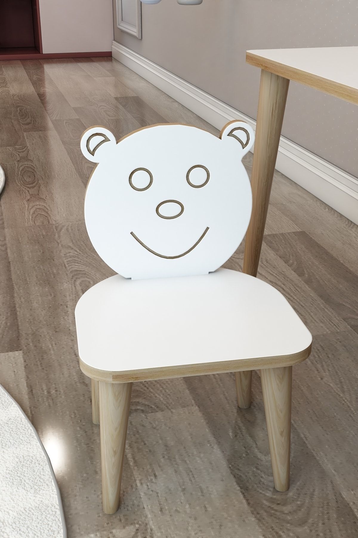 moniev Ahşap Ayak Sırt Destekli Çocuk Sandalyesi