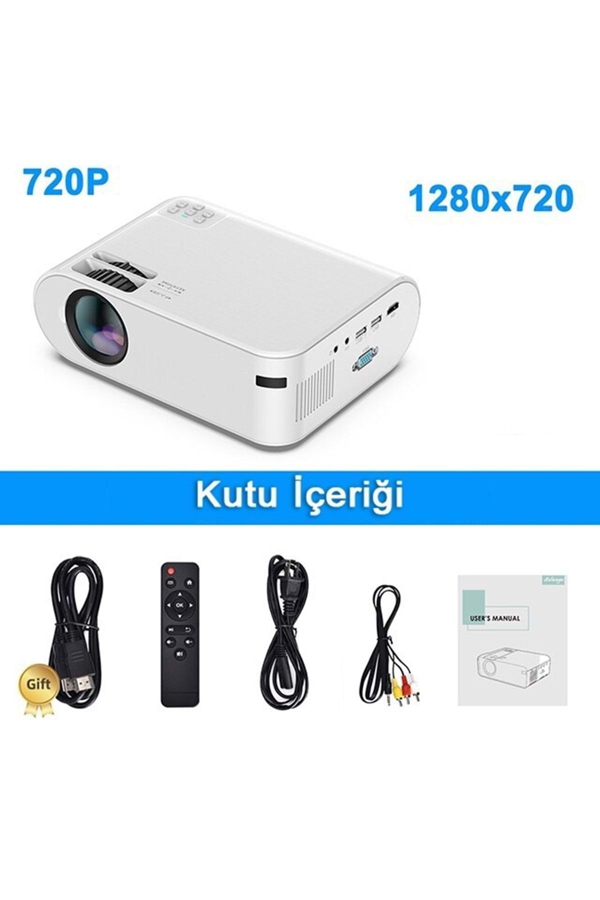 P62 Full Hd Destekli Wifi & Ios & Android Cep Tel Yansıtma Mini Projeksiyon Cihazı - 8
