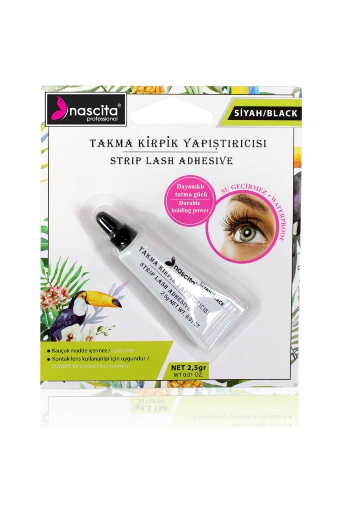 مژه مصنوعی مشکی چسب سیاه 2.5 گرم Nascita