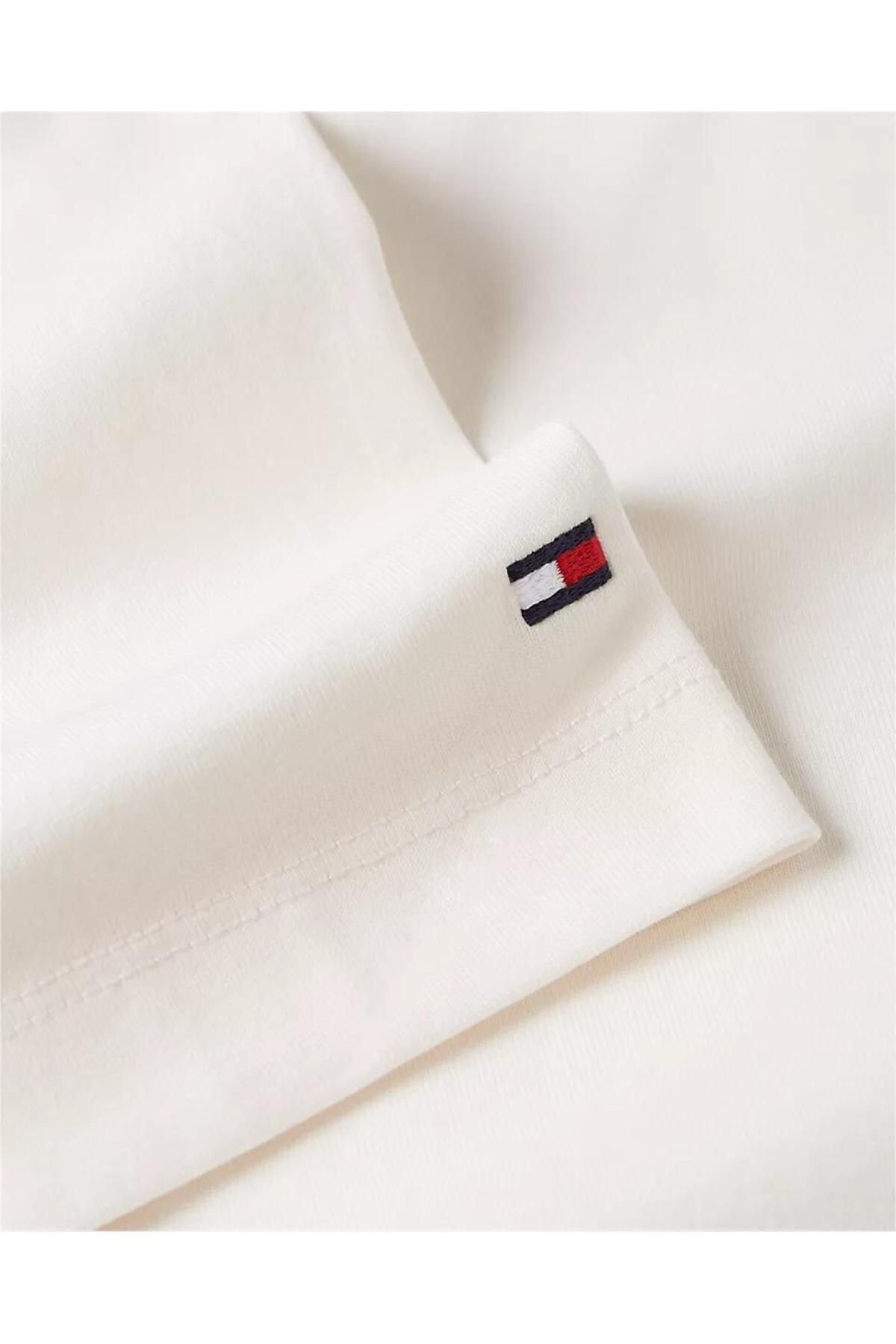 تی شرت سفید مردانه برچسب یکنواخت بافته شده اورجینال Tommy Hilfiger