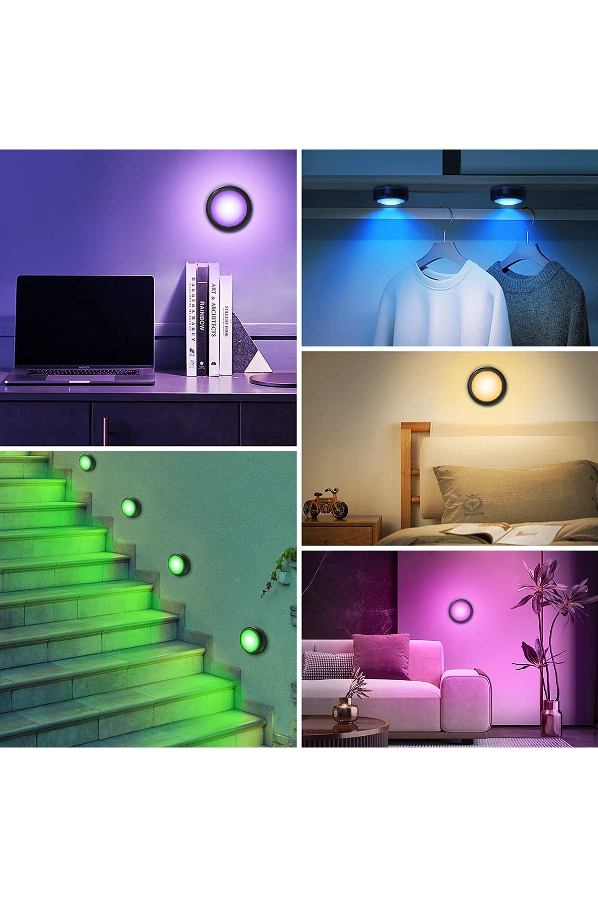 JGT-1-6Pcs RGBW LED Puck - Nocturne Lumière For WiFi Controlled And Dimmable Folder 7