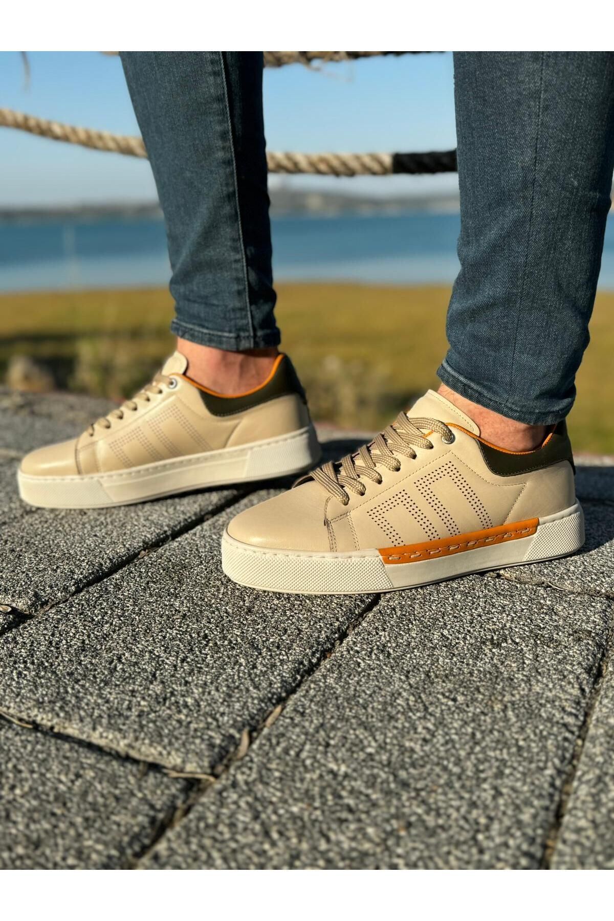 کفش های کژوال مردانه ورزشی چرمی واقعی روزانه BESS SHOES
