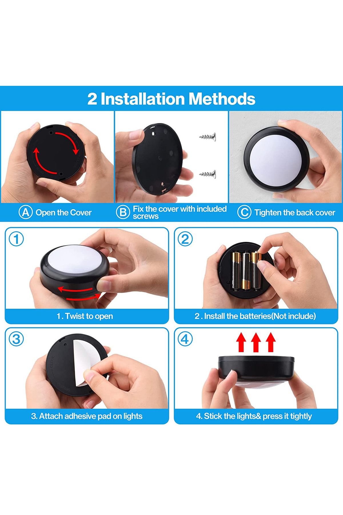 JGT-1-6Pcs RGBW LED Puck - Nocturne Lumière For WiFi Controlled And Dimmable Folder 5