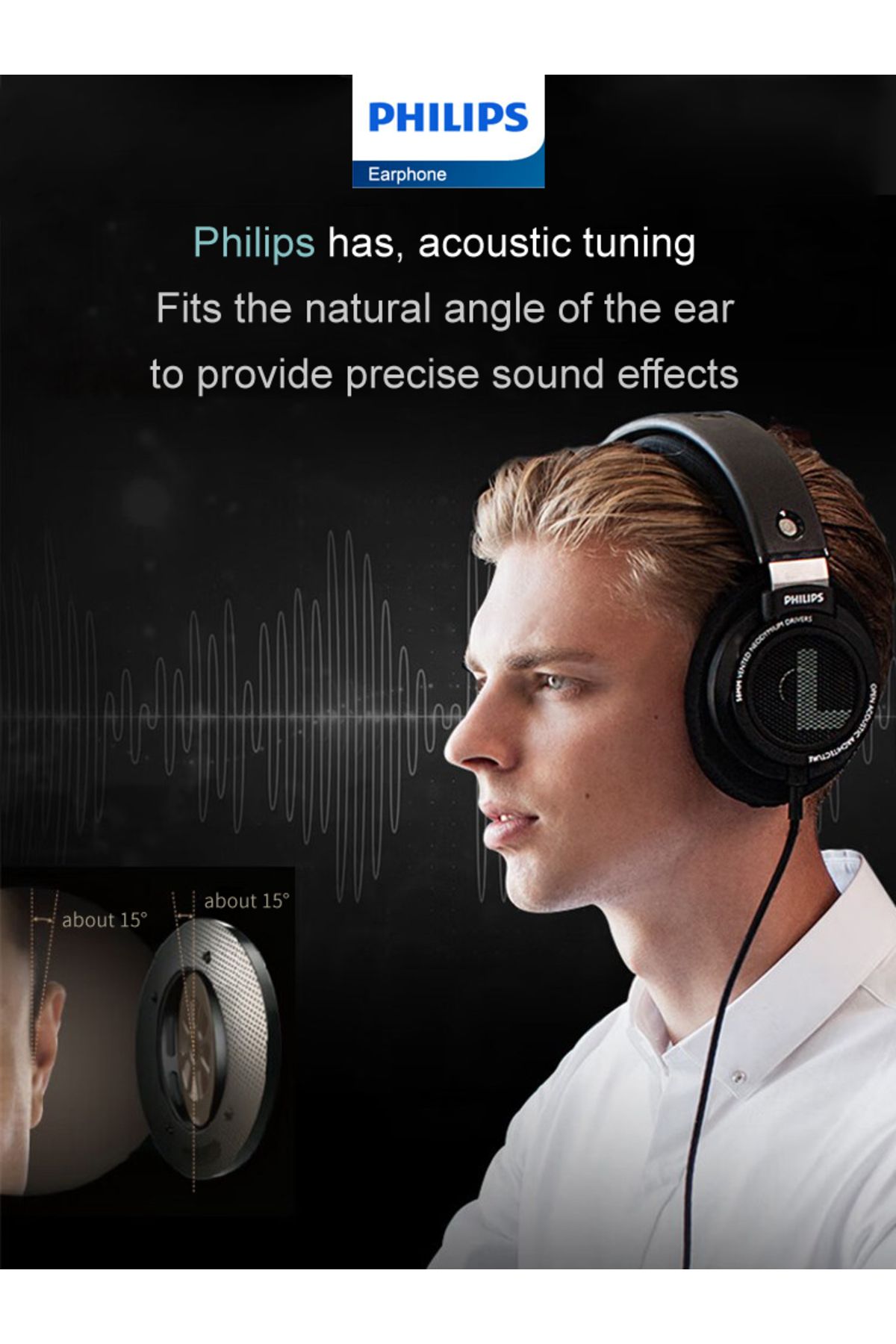 Philips-SHP9500 Headphone HiFi Stereo Wired Earphone Computer Online Learning Earbuds Esports Gam... 5