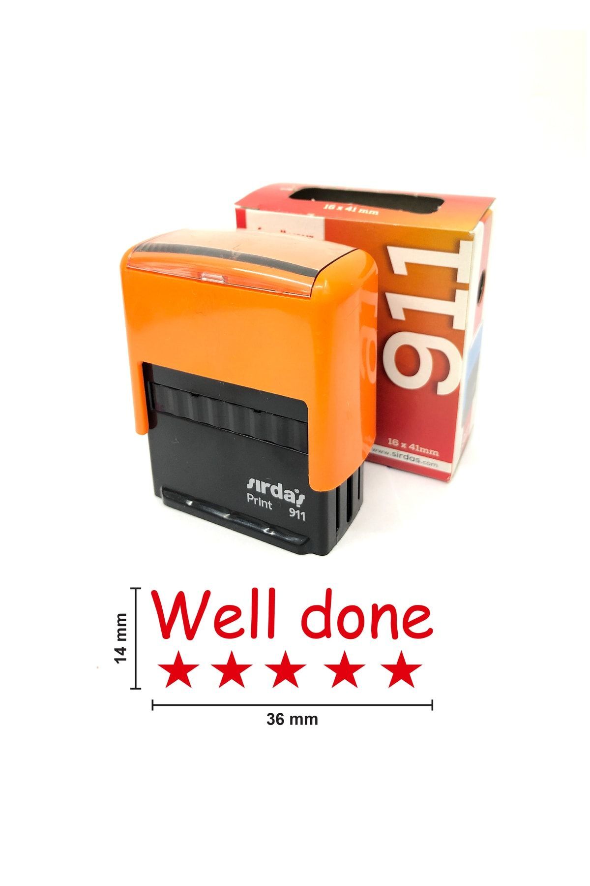 Sırdaş Öğretmen Kaşesi Well Done Yıldız 911 (36x14 Mm) Kırmızı Keçeli Otomatik Kaşe