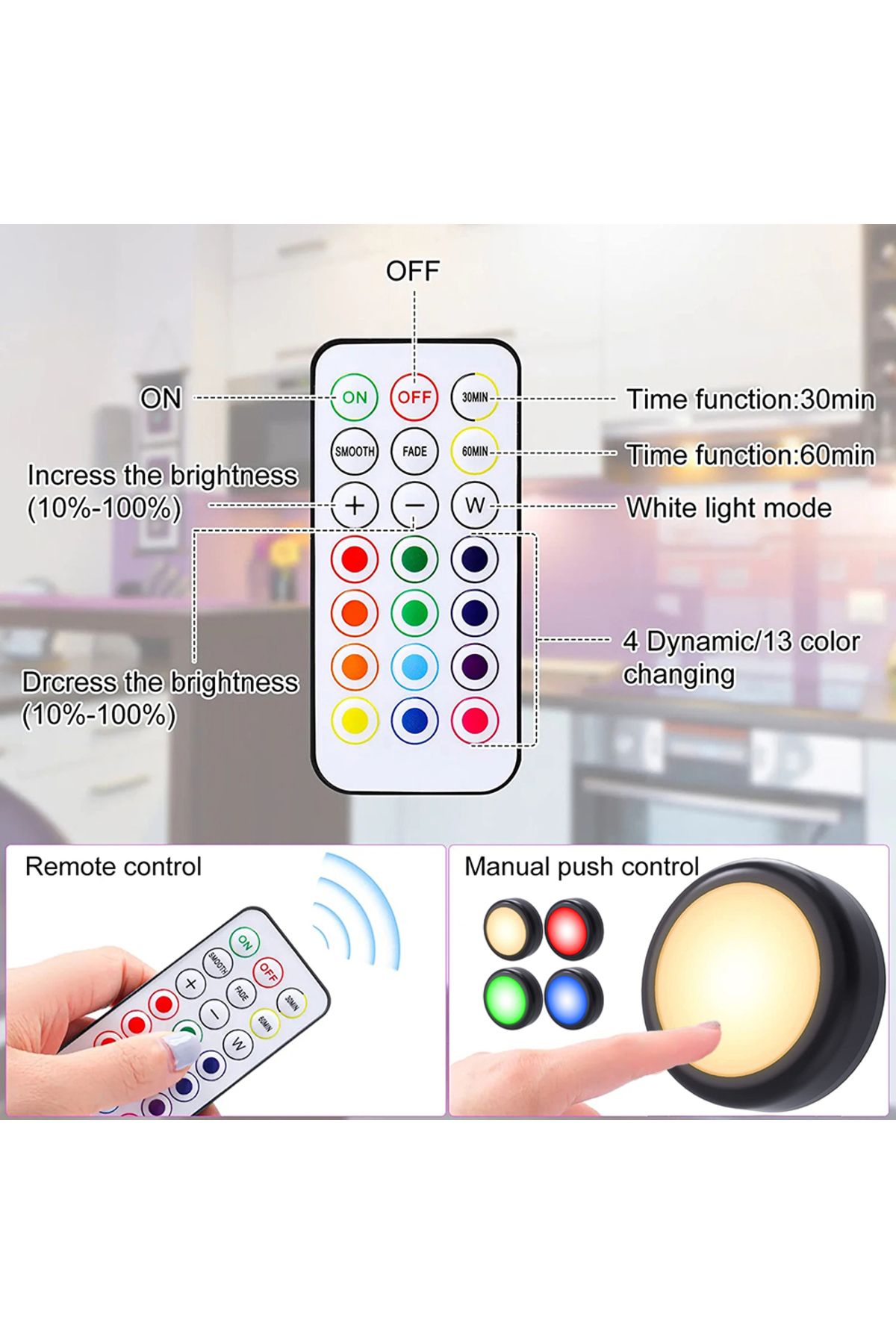 JGT-1-6Pcs RGBW LED Puck - Nocturne Lumière For WiFi Controlled And Dimmable Folder 4