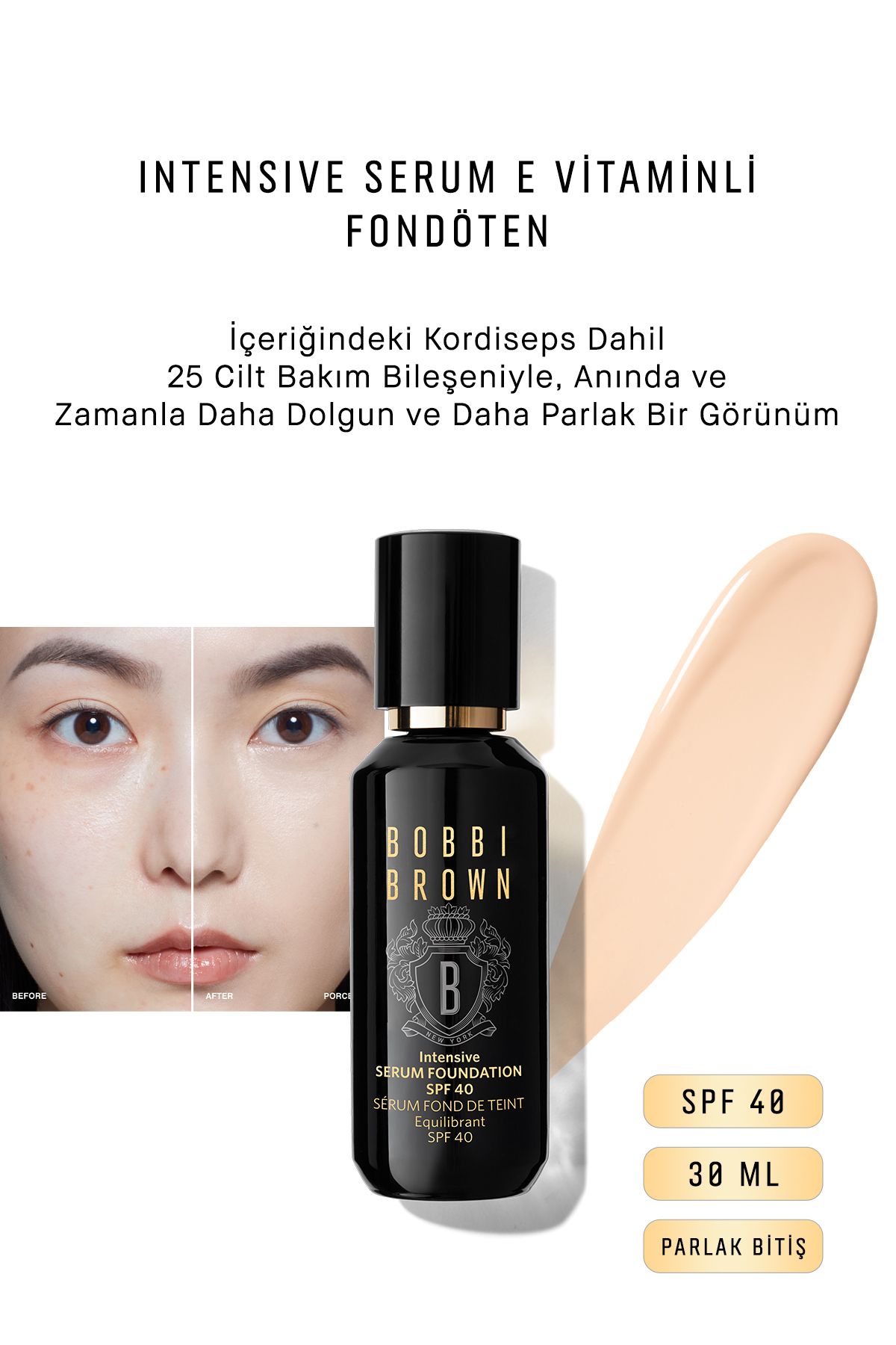 Bobbi Brown Интенсивная сыворотка с витамином Е Foundation Spf 40 Shiny Finish, 30 мл — фарфор 716170229195 93890