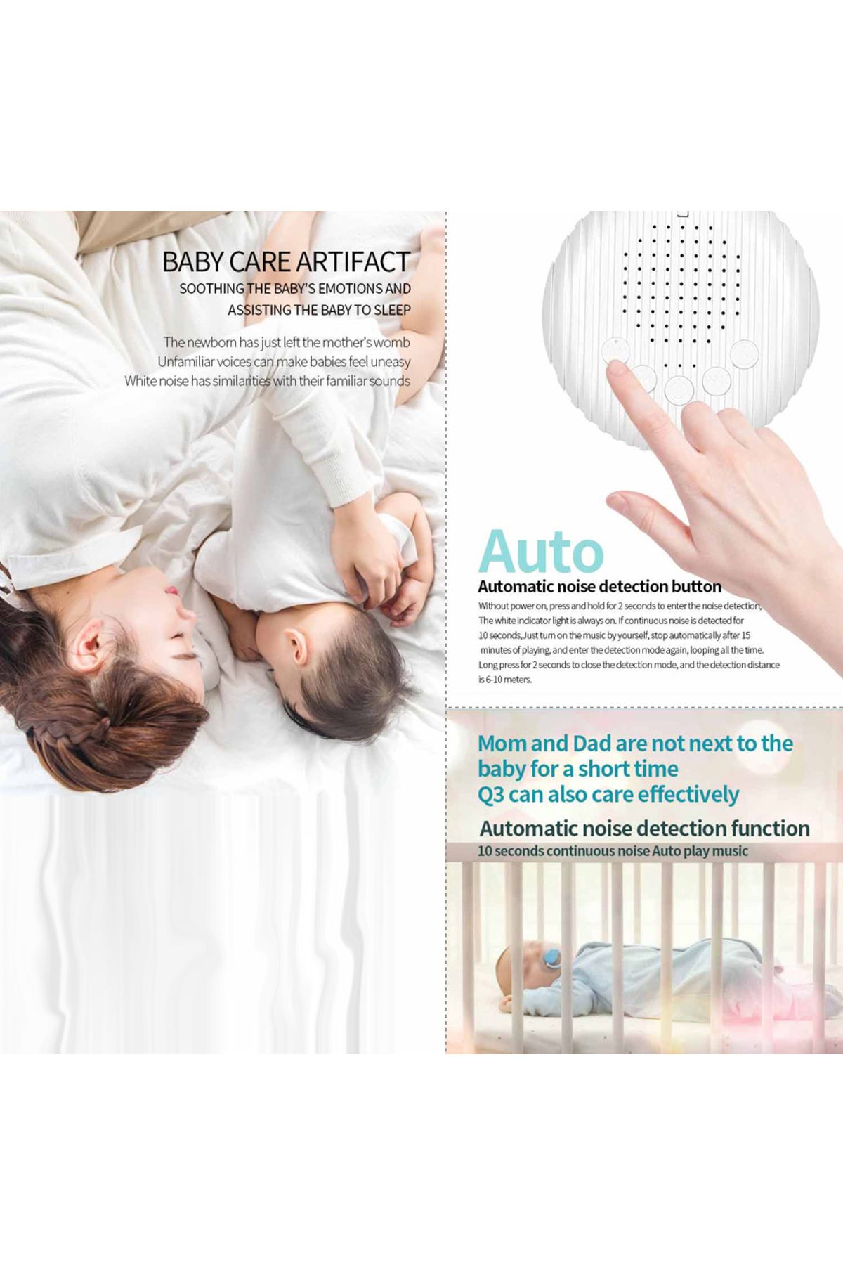 Arealer-White Noise Sound Machine Portable Baby Sleep Machine 10 Soothing Sounds Volume Adjustable Built-... 7