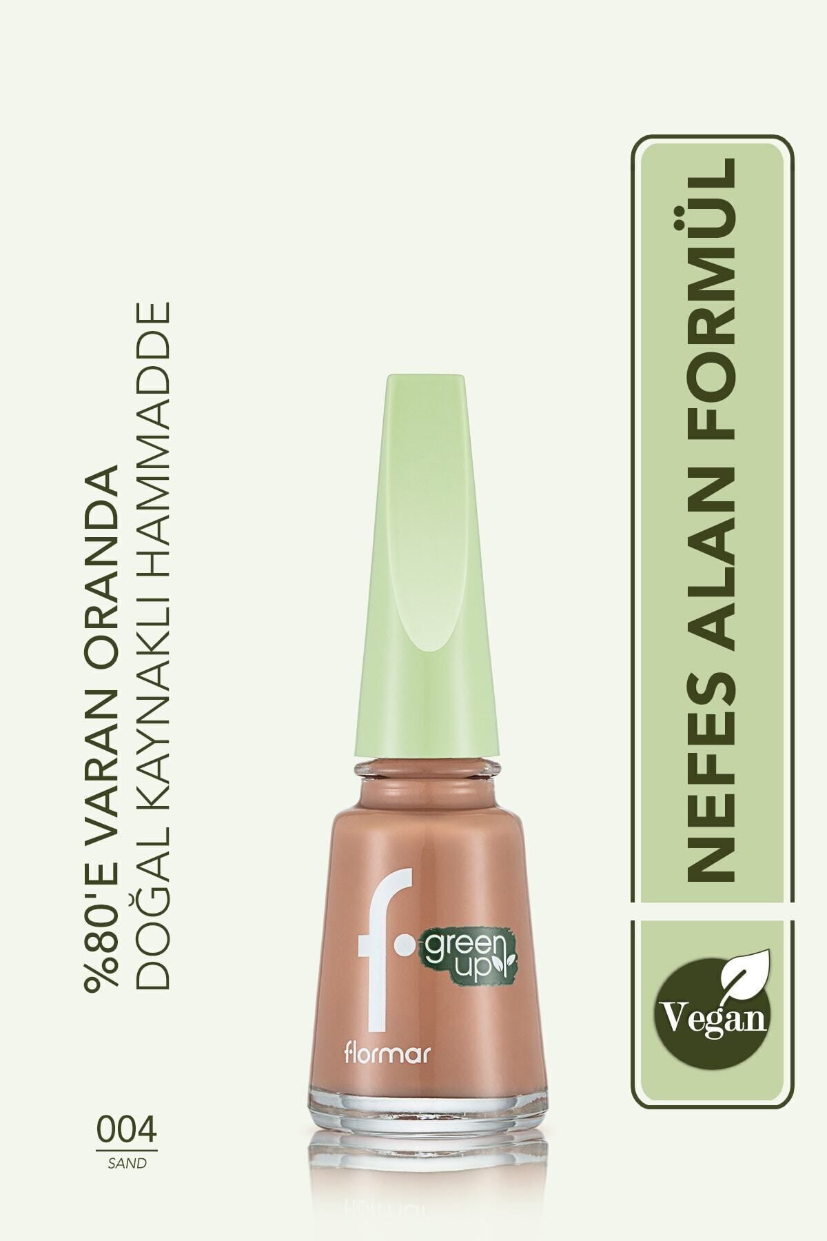 Дышащий веганский лак для ногтей Flormar Shiny Finish Green Up Nail Enamel-004 Sand-4251903324014 34000089-004