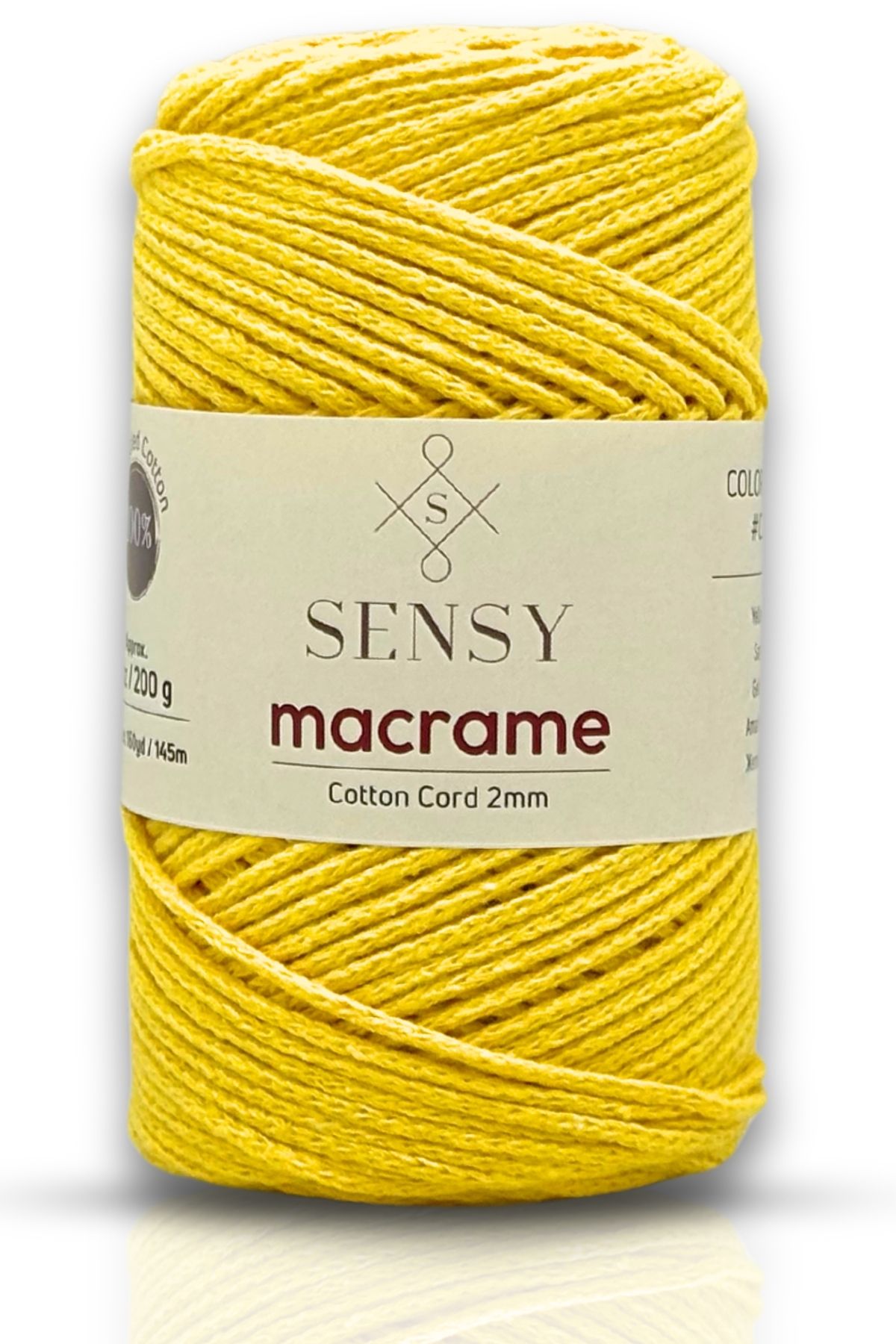 SENSY-Yellow 2mm Koton Cotton Macrame Bag - String Plug and String Koton String 1