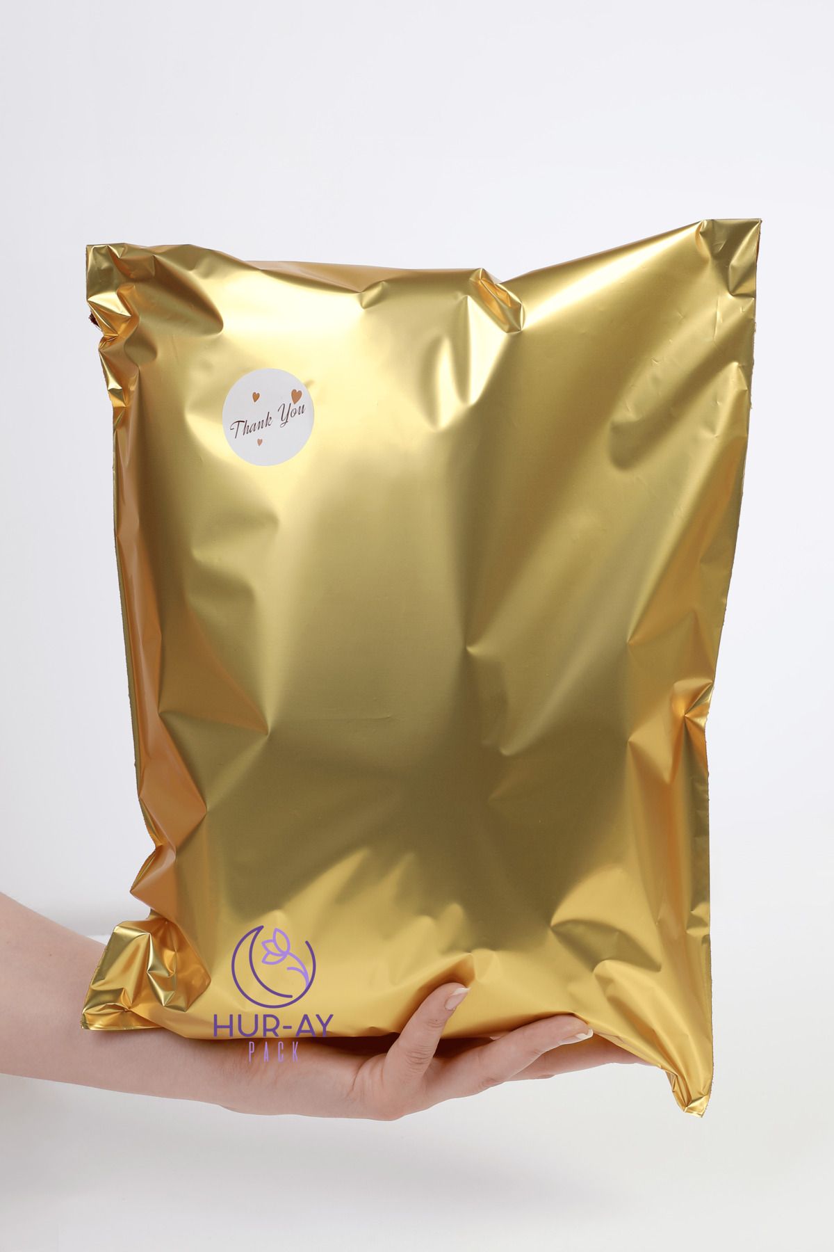 HUR-AY PACK 25x35 Cm Geanta Metalizata Aur Lux / Pachet Cadou De Lux / 10 Bucati - One Size