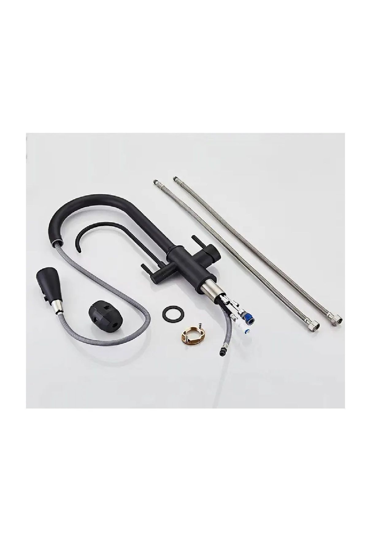 OEM-Black Spiral Fountain Kitchen Sink Faucet - Dual Flow Water Purification Outlet 6
