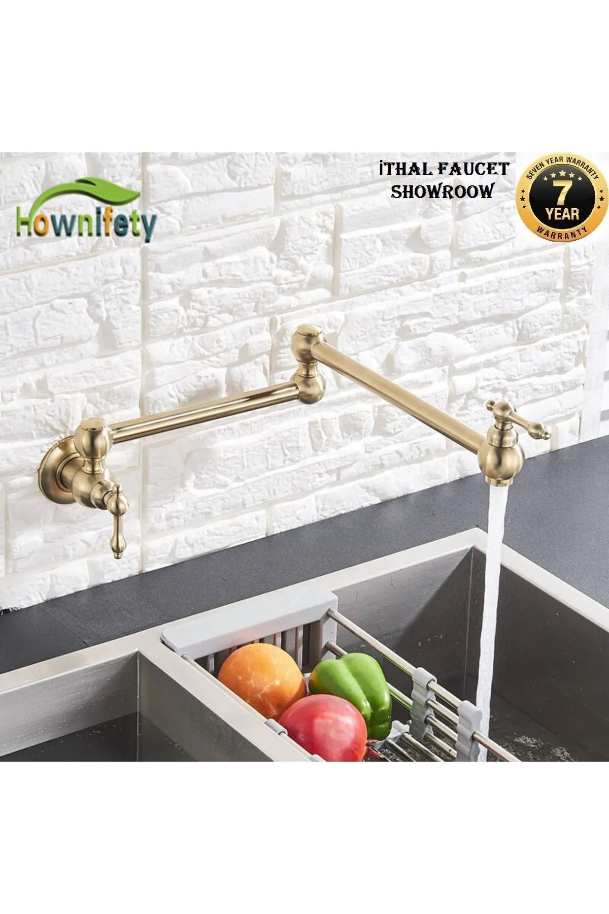 OEM Mutfak Ocak Üstü Musluk Pot Yeni Model Fırçalanmış Mat Gold Antik Yeni Ithal 7 Yıl Garantili