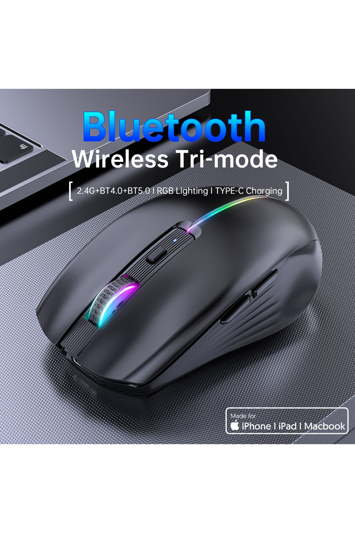 Choice-Type-c Rechargeable Wireless mouse Bluetooth Mouse RGB USB Ergonomic Gaming Mouse Silent Mouse fo... 2