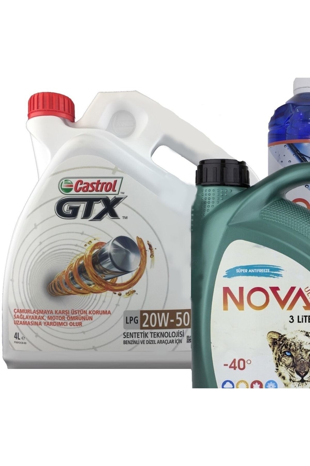CASTROL Gtx 20w-50 Sentetik Motor Yağı 4 L + Antifriz 3 L + Cam Suyu 1 L