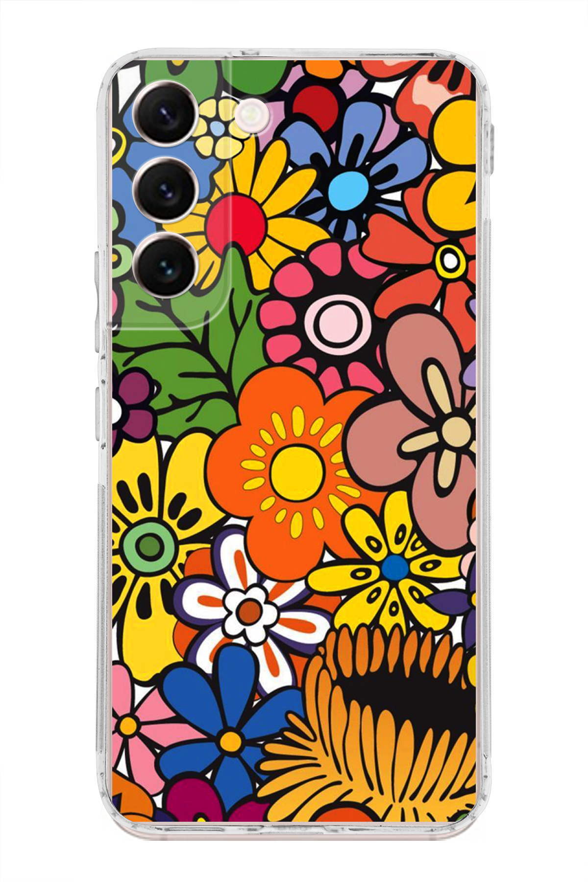 Samsung Galaxy S22 ile Uyumlu 1mm Slim Fit Retro Colors 2 Baskılı Şeffaf Kılıf