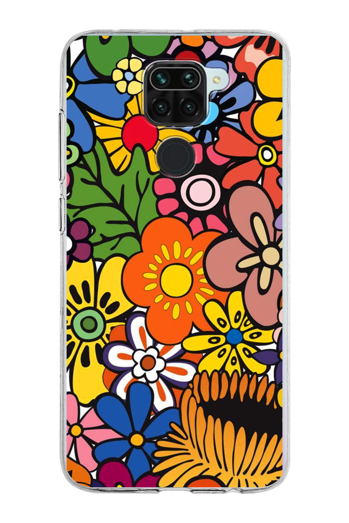 Xiaomi Redmi Note 9 ile Uyumlu 1mm Slim Fit Retro Colors 2 Baskılı Şeffaf Kılıf